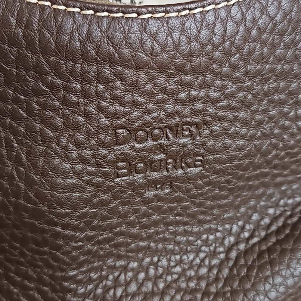 Dooney & Bourke Brown Pebble Leather Bucket Shoulder Bag - Picture 2 of 7